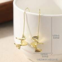 1 Pair Vintage & Creative Rotating Leaf Design Earrings, Suitable For Daily Wear And Formal Occasions, Also An Excellent Birthday Gift For Women - Gold - View 2