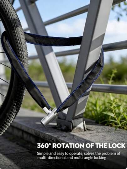 1 pieza Candado de cadena para bicicleta, candado de antirrobo, adecuado para bicicleta de carretera y bicicleta de montaña, esencial para entusiastas del ciclismo, estudiantes, viajeros, desplazamientos al aire libre, regalo práctico para amantes del ciclismo