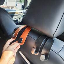 2 pezzi Ganci universali per poggiatesta auto 2-in-1 in pelle morbida, ganci per schienale sedile auto adatti per borse e zaini, ganci doppi per riporre oggetti nello schienale dell'auto, facili da installare - Multicolore - Visualizzare 4