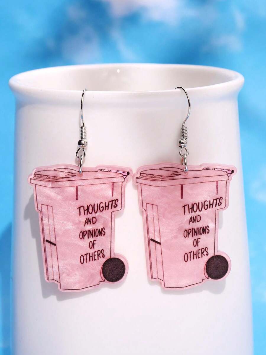 1 Đôi bông tai acrylic hình thùng rác phong cách hip-hop punk thời trang, tinh tế, đa năng, cá tính, độc đáo, sáng tạo dành cho nữ, phù hợp để đeo hàng ngày, dự tiệc, đi làm, nghỉ lễ, du lịch. - Nhiều màu - Xem 1