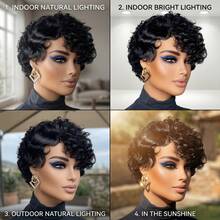 Summer Style Short Pixie Cut Wig Burgundy Red Afro Short Curly Black Wigs Side Part Curly Bangs Synthetic No Glue Brown Wigs Natural Looking Cosplay Hair Wig Short Burgundy Curly Wigs Wine Red Pixie Cut Wigs With Side Bangs Easy To Wear - ĐEN3 - Xem 3