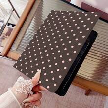 1 Pc Aesthetic Brown Pink Polka Dot Print Book Style Protective Tablet Case With Pen Slot, Multi-Angle Magnetic Stand Cover With Auto Sleep/Wake, Compatible With IPad PRO/AIR, Compatible With SAMSUNG,Compatible With XIAOMI Pad 5/6/20 - Multicolor - View 4