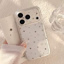 Ốp lưng Star Kavenfort trong suốt màu xám với họa tiết chấm mực và ngôi sao, thiết kế ngôi sao màu xám tối giản, tương thích với iPhone 17, 17 Pro Max, 16, Full Coverage, 14, độc đáo, hình học, phong cách tối giản, phong cách INS. - Trong sáng - Xem 4