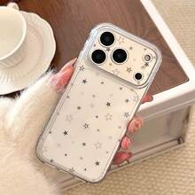 Ốp lưng Star Kavenfort trong suốt màu xám với họa tiết chấm mực và ngôi sao, thiết kế ngôi sao màu xám tối giản, tương thích với iPhone 17, 17 Pro Max, 16, Full Coverage, 14, độc đáo, hình học, phong cách tối giản, phong cách INS. - Trong sáng - Xem 8