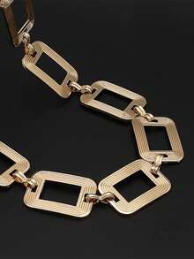 金属压花腰带，几何造型独特腰链，适合搭配裤装、连衣裙，日常穿着。 - 彩色 - 查看 4