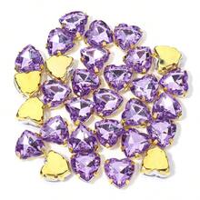 30pcs/Pack Stainless Steel Gold Base Acrylic Peach Heart-Shaped Four-Hole Claw Rhinestones, Fashion Elegant Gift Accessories, Suitable For Bags, Bracelets, Hair Accessories, DIY Jewelry Making Fasteners - Four-hole Claw Drill - View 14