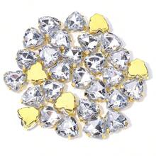 30pcs/Pack Stainless Steel Gold Base Acrylic Peach Heart-Shaped Four-Hole Claw Rhinestones, Fashion Elegant Gift Accessories, Suitable For Bags, Bracelets, Hair Accessories, DIY Jewelry Making Fasteners - Four-hole Claw Drill - View 24