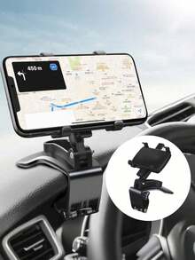 360° Rotatable Car Phone Holder - Heavy Duty Spring Clip Mount Suitable For Air Vent And Rearview Mirror - One-Handed Operation Anti-Slip Design Fits 3-7 Inch Android Phones - Adjustable Dashboard And Rearview Mirror Viewing Angle - A - View 3