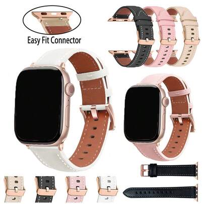 Soft And Comfortable PU Leather Watch Band, Compatible With Apple Watch Ultra (49mm, 46mm, 45mm, 44mm, 42mm, 41mm, 40mm, 38mm), Adjustable Replacement Strap, Suitable For Apple Watch Series 11, 10, SE, 9, 8, 7, 6, 5, 4, 3, 2, 1 And Ultra 2, Fit For Men And Women