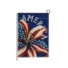4th Of July Yard Flags Red White And Blue Flower Dog Patriotic Garden Flag For Lawn Outdoor Holiday Decorations - 藍色 - 查看 6