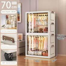 No Installation Required. Adult Wardrobe, Simple Children's Storage Cabinet, Plastic Folding Wardrobe For Rental House. - 混色 - 查看 14