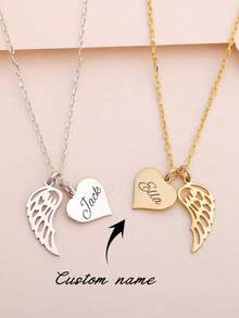 1 chiếc vòng cổ hình cánh thiên thần khắc tên và mặt dây chuyền hình trái tim, trang sức nữ phong cách Boho thanh lịch, vòng cổ tùy chỉnh, tên tùy chỉnh, vòng cổ nữ, trang sức nữ, quà tặng Ngày của Mẹ, quà tặng Ngày Valentine, quà tặng cá nhân hóa - Nhiều màu - Xem 2
