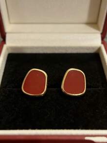 1 Pair Classic Geometric Stud Earrings, Versatile Fashion Jewelry - Multicolor - View 1