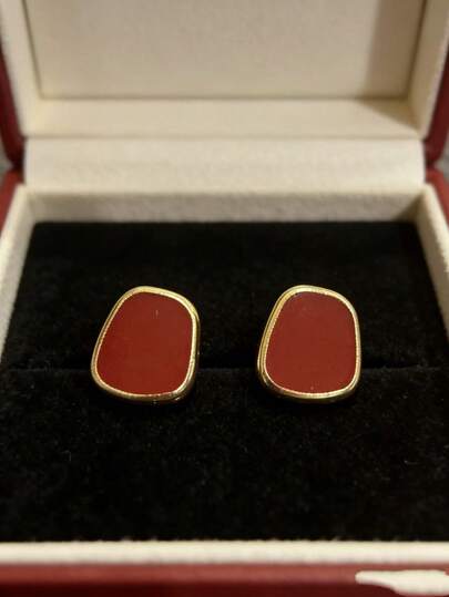 1 Pair Classic Geometric Stud Earrings, Versatile Fashion Jewelry