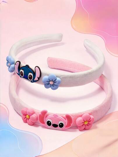 Disney Diademas de pareja de Stitch - Suaves, esponjosas, antideslizantes y no constriñen la cabeza. Perfectas para lavarse la cara, aplicar una mascarilla facial o tomar fotos en fiestas.