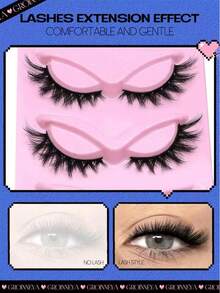 5对猫眼假睫毛，仿貂毛蓬松纤长自然款假睫毛，美妆睫毛嫁接 - 黑色 - 查看 3