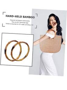 Anillos para asas de bolsos tejidos, asas de bolso de resina de bambú falso portátiles, accesorios DIY lindos - Champán - Ver 8