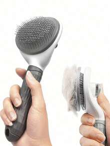 1pc One-Key Hair Removal Self-Cleaning Brush - Grey - View 8