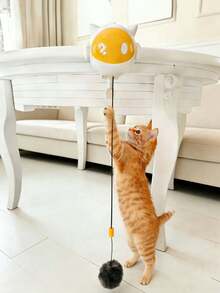 Juguete eléctrico para gatos, bola de peluche interactiva, se sujeta al borde de la mesa, bola de peluche retráctil, suministros para gatos, ABS, a pilas, le da a tu gato una "presa" para perseguir, te trae un gato feliz, juguete automático para gatos con rebote y oscilación asimétrica de 360°, silencioso y de bajo ruido - Multicolor - Ver 3