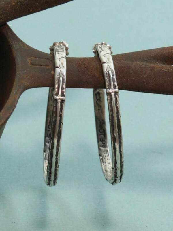 1 Pair Vintage Copper Tone Minimalist Earrings, Handmade Jewelry With Faith Beads