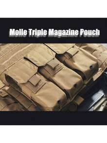 1 MOLLE Triple Magazine Pouch - Outdoor M4 Triple Pouch For Vest Accessory, Made Of Polyester Blend Fabric, With Snap Closure - Multicolor - View 8