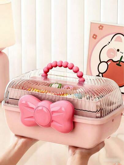 1 pieza Caja de almacenamiento dulce de 3 compartimentos para accesorios para el cabello y cosméticos, organizador de pinzas para el cabello y maquillaje, adecuado para sala de estar y dormitorio, regalo de Halloween