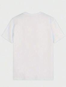 Double-Sided Digital Printed T-Shirt With "" Branding Motif 1Pcs Casual Soft Short Sleeve Pure 100% Cotton  T - Shirt ,Unisex Print Y2K Crew Neck T Shirt For Women, Holiday, Vacation, Spring, Festival,Graphic Tees,Vintage T Shirts,Free Shipping,100% Cotton - 白色 - 查看 2
