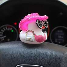 Đồ trang trí xe hơi hình vịt cao su đính đá lấp lánh | Vịt dễ thương mặc bikini, đội mũ, đeo kính thời trang và cầm cốc cà phê | Đồ trang trí xe hơi cao cấp. - Vịt trang trí - Xem 6