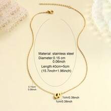 1pc Minimalist Stainless Steel 26 Initial Letter Necklace Pendant, Suitable For Commuting And Daily Wear - Yellow Gold - View 5