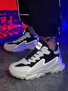 Men's Modern White And Black Sneakers With And Mesh Paneling Comfortable Streetwear Shoes For Urban Lifestyle - 黑與白 - 查看 4