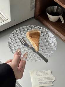 1个/2个装透明编织玻璃盘，高品质甜点、水果、小吃盘，适用于咖啡馆、家庭、餐厅、派对、舞会、办公室等场合。 - 彩色 - 查看 2