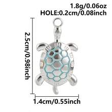 Mặt dây chuyền hình rùa biển nhỏ giọt dầu màu xanh dương, mạ điện, làm từ thép không gỉ 304, kèm phụ kiện trang sức DIY (1 cái/2 cái/3 cái), phụ kiện trang sức DIY hình rùa. - Hình ảnh - Xem 17