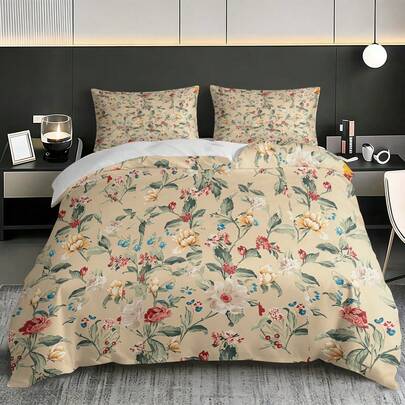 3pcs Vintage Country Style Floral Bedding Set, Featuring Floral Print Quilt Cover Set, Including 1 Quilt Cover And 2 Pillowcases. Ideal Gift For Friends. Suitable For Single Beds, Double Beds. Multiple Sizes Available. Perfect For Bedrooms, Dormitories, Guest Rooms And Hotel Apartments.
