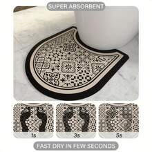 Non-Slip U-Shaped Bath Rug, Plaid Polyester Blend Quick-Drying Mat, Knit Weave, Machine Made With Rubber Backing, Hand Wash Only - Bathroom Diatom Mud Absorbent Floor Mat For Toilet - A - View 2