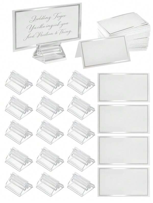 20 chiếc thẻ ghi tên khách mời cao cấp, thẻ bàn nhỏ viền bạc có kẹp nhựa, thẻ chỗ ngồi trống có thể điền thông tin dùng cho đám cưới, bàn tiệc, tiệc tối, thẻ chỗ ngồi, ảnh, ghi chú, trưng bày hình ảnh.