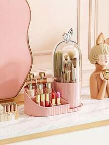 1个透明旋转化妆品收纳盒，带盖，可存放口红和化妆刷，梳妆台装饰 - 查看 8