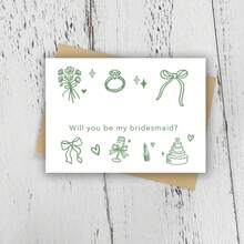 Bạn có muốn làm phù dâu của tôi không? Thiệp mời phù dâu, nơ cài tóc, thiệp mời phù dâu, quà tặng phù dâu, thiệp quà tặng cho tiệc cưới - 1PC - Xem 9