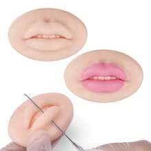2pcs 3D Silicone Lip Tattoo Practice Skin, Reusable, For Lip Tattoo Practice - Apricot - View 8