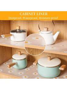 1卷菊花图案搁板垫，无粘性抽屉垫，防滑冰箱垫，防水EVA橱柜垫，易清洁厨房橱柜垫 - A - 查看 10