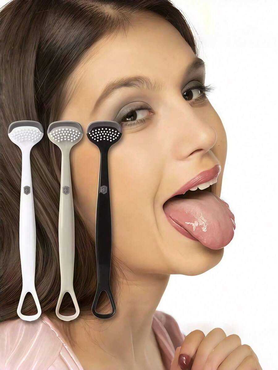 1pc Portable 3-In-1 Tongue Cleaner Brush, With Triple Cleaning Functions, Effectively Removes Bad Breath, Freshens Mouth, Gently Cares For Oral Health, Suitable For Morning Cleaning, After Meals, Business Travel And Trips, Easy To Maintain Oral Hygiene, Non-Slip Handle Design, Comfortable Grip, Applicable For Daily Care, Post-Exercise Cleaning, Office Emergency Use, Keeps Mouth Fresh, A Perfect Gift For Family And Friends - Multicolor - View 1
