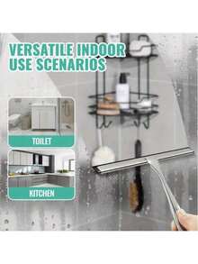 Stainless Steel Multi-Purpose Shower Squeegee, Replaceable Rubber Blade For Cleaning Glass, Handheld Shower Water Wiper, Suitable For Glass, Bathroom, Windows And Car Windows - Multicolor - View 5