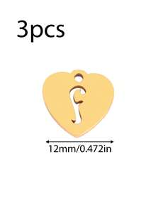 3个/套 心形吊坠 不锈钢英文字母吊坠 A-Z 字母饰品，适用于手工手链、耳环等珠宝制作 - 吊墜 - 查看 48