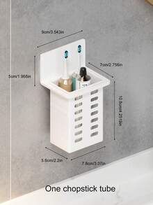 Giá đựng đồ trang điểm treo tường 3 món/2 món/1 món, không cần khoan, giá để lược và cọ trang điểm, thích hợp cho phòng tắm, nhà bếp, phòng ăn. - trắng - Xem 7