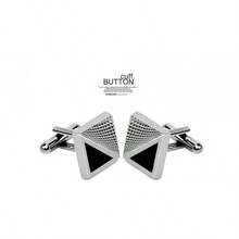 Men's Square Plaid Cufflinks, New Arrival Simple Stripe Check Cuff Links For French Dress Shirts, Fashion Personality Business Casual Jewelry Accessories - Silver - View 2
