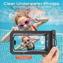 Waterproof Pe Pouch - 2 Pack, IPX8 Waterproof Pe Case With Lanyard For IPe 17 16 15 Pro Max, Cell Pe Dry Bag For Beach Vacation Travel Cruise Essentials, Touch Screen, Up To 8.5",44289572 - 無色 - 查看 6