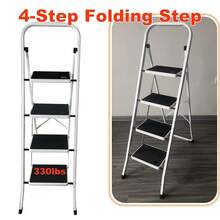 7Sevenjokers Heavy Duty 4 Step Foldable Step Stool, 330LBS Load Non Slip Tread Metal Ladder, Compact Portable Space Saving Stepladder For Home Kitchen Garage Office Cleaning DIY Daily Use - 4 Steps - View 2