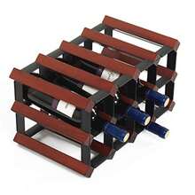 Botelleros de pie Independientes de Madera y Acero metálico Armario de Vino Natural Decoración de Almacenamiento Estante de Vino Diseño Retro Organizador de Botellas de Vino - como en la foto - Ver 4