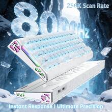 ATTACK SHARK R68HE 60% 有线快速触发 8K RGB 机械游戏键盘，0.005mm 精度，0.08ms 延迟，256K 轮询率，霍尔效应磁性开关，碳纤维 + CNC 铝合金材质，适用于 PC FPS 游戏，包含螺旋线缆，2026 年圣诞节和新年礼物，圣诞特别版 - 哑光黑/冰蓝/黑 - 查看 11