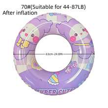 1pc Creative Cartoon Girl Inflatable Swimming Ring, Children's Swimming Pool Summer Beach Party Decor Accessory - Lilac Purple - View 7