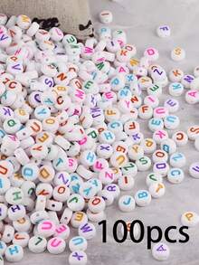 100/200/500颗字母珠，用于珠宝制作DIY串珠字母图案时尚名字手链项链，手工工艺品材料，适合女性小型企业 - 彩色 - 查看 10